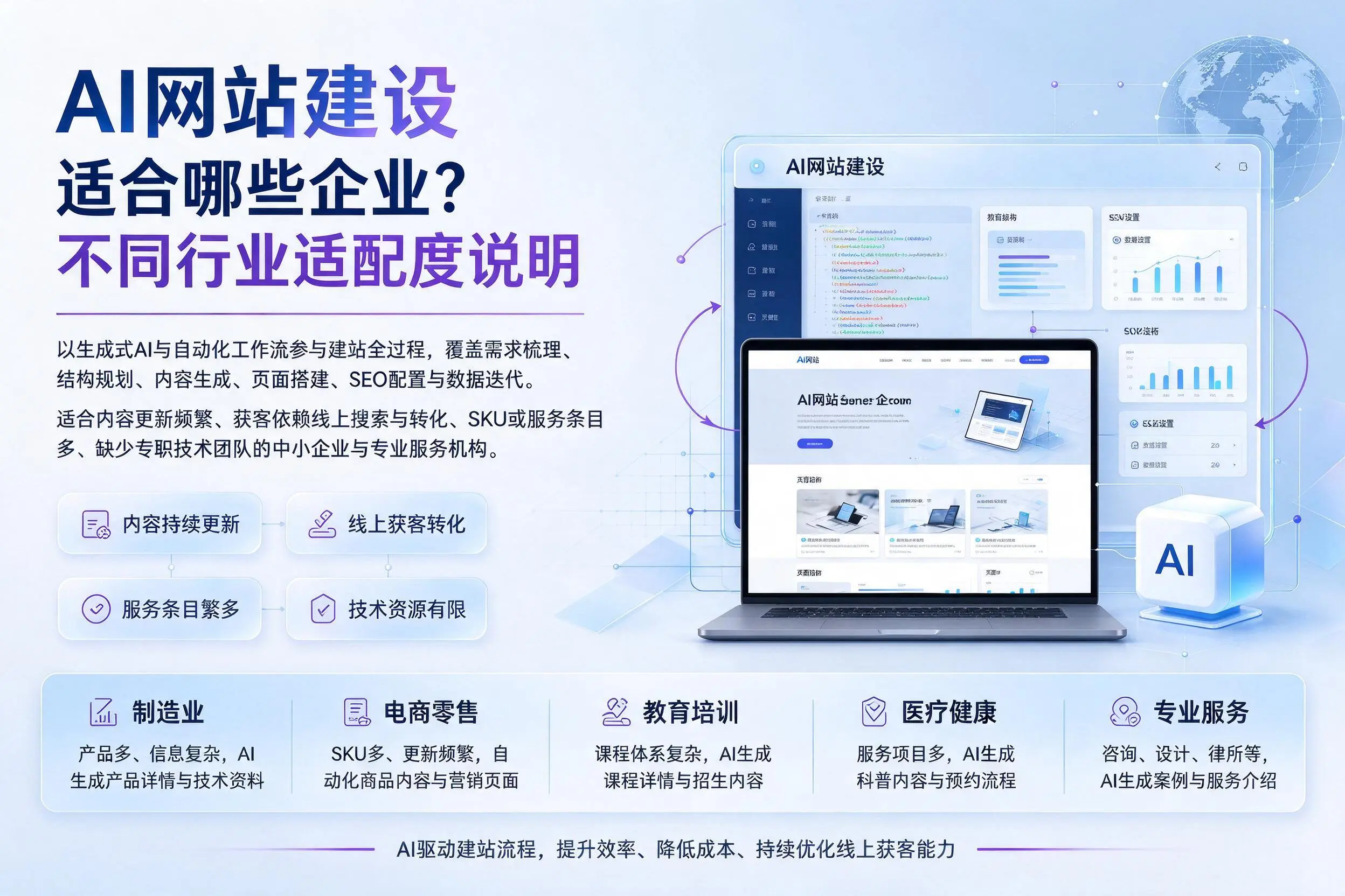 AI网站建设适合哪些企业？哈密不同行业适配度说明